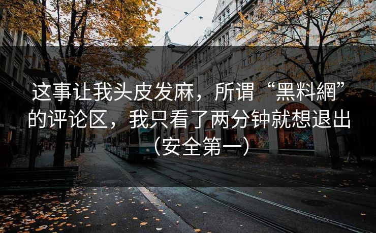 这事让我头皮发麻，所谓“黑料網”的评论区，我只看了两分钟就想退出（安全第一）