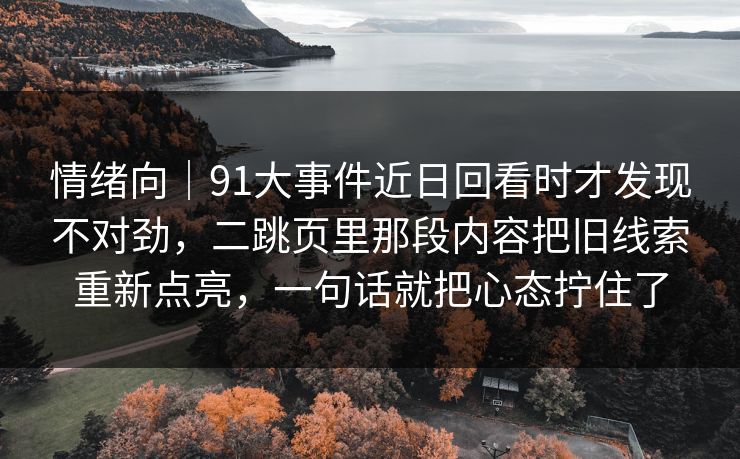 情绪向｜91大事件近日回看时才发现不对劲，二跳页里那段内容把旧线索重新点亮，一句话就把心态拧住了