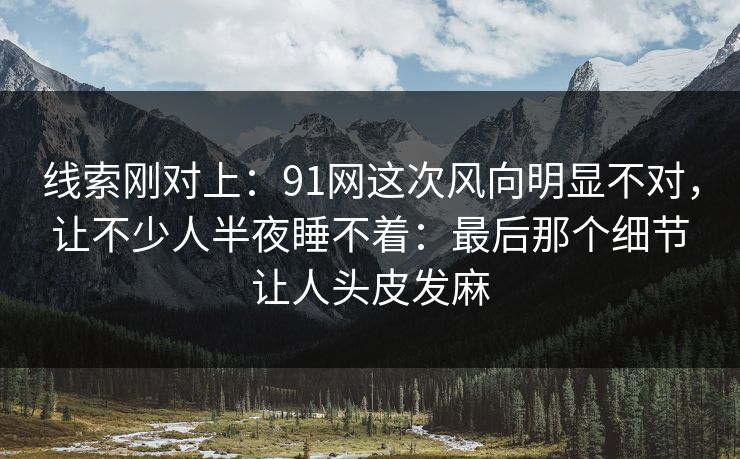 线索刚对上:91网这次风向明显不对,让不少人半夜睡不着:最后那个细节让人头皮发麻 线索刚对上:91网这次风向明显不对,让不少人半夜睡不着:最后那个细节让人头皮发麻