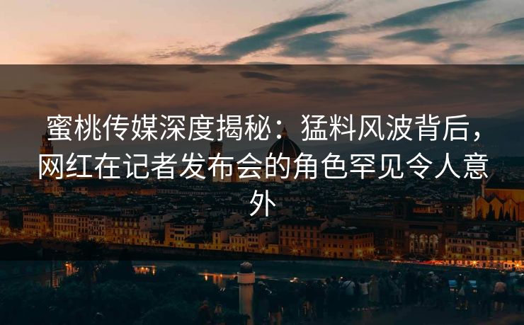 蜜桃传媒深度揭秘：猛料风波背后，网红在记者发布会的角色罕见令人意外