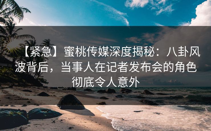 【紧急】蜜桃传媒深度揭秘：八卦风波背后，当事人在记者发布会的角色彻底令人意外