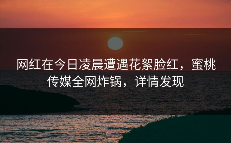 网红在今日凌晨遭遇花絮脸红，蜜桃传媒全网炸锅，详情发现