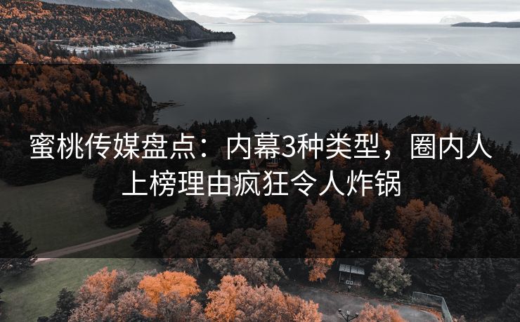 蜜桃传媒盘点：内幕3种类型，圈内人上榜理由疯狂令人炸锅