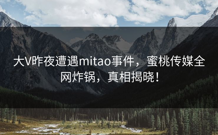 大V昨夜遭遇mitao事件，蜜桃传媒全网炸锅，真相揭晓！