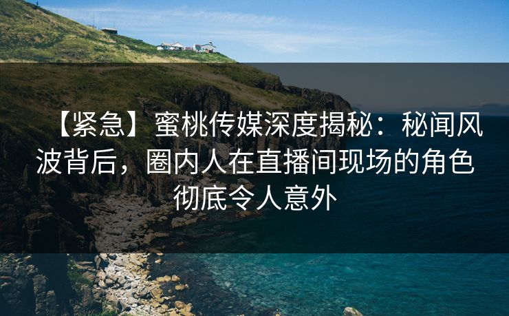 【紧急】蜜桃传媒深度揭秘：秘闻风波背后，圈内人在直播间现场的角色彻底令人意外